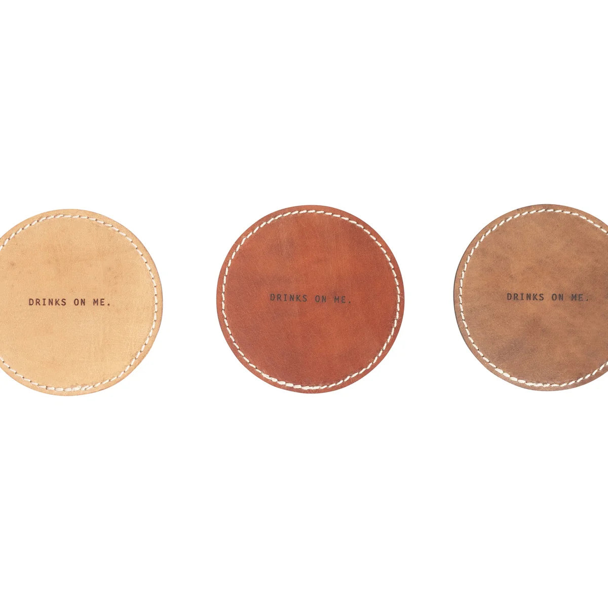 Drinks On Me Leather Coaster
