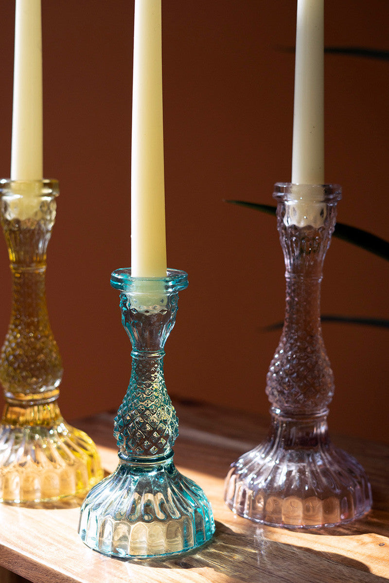 Multicolor Glass Candle Holders