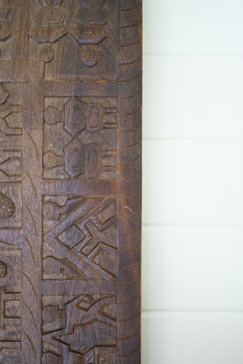 Hand-Carved Wooden Wall Panel