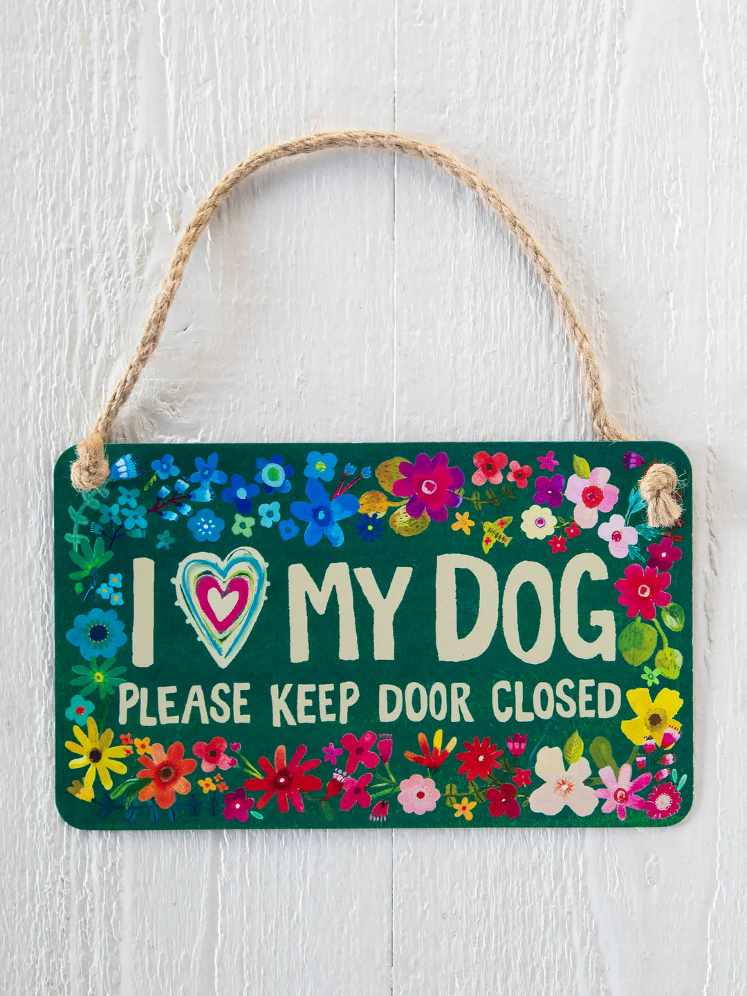 I Heart My Dog Metal Fence Sign