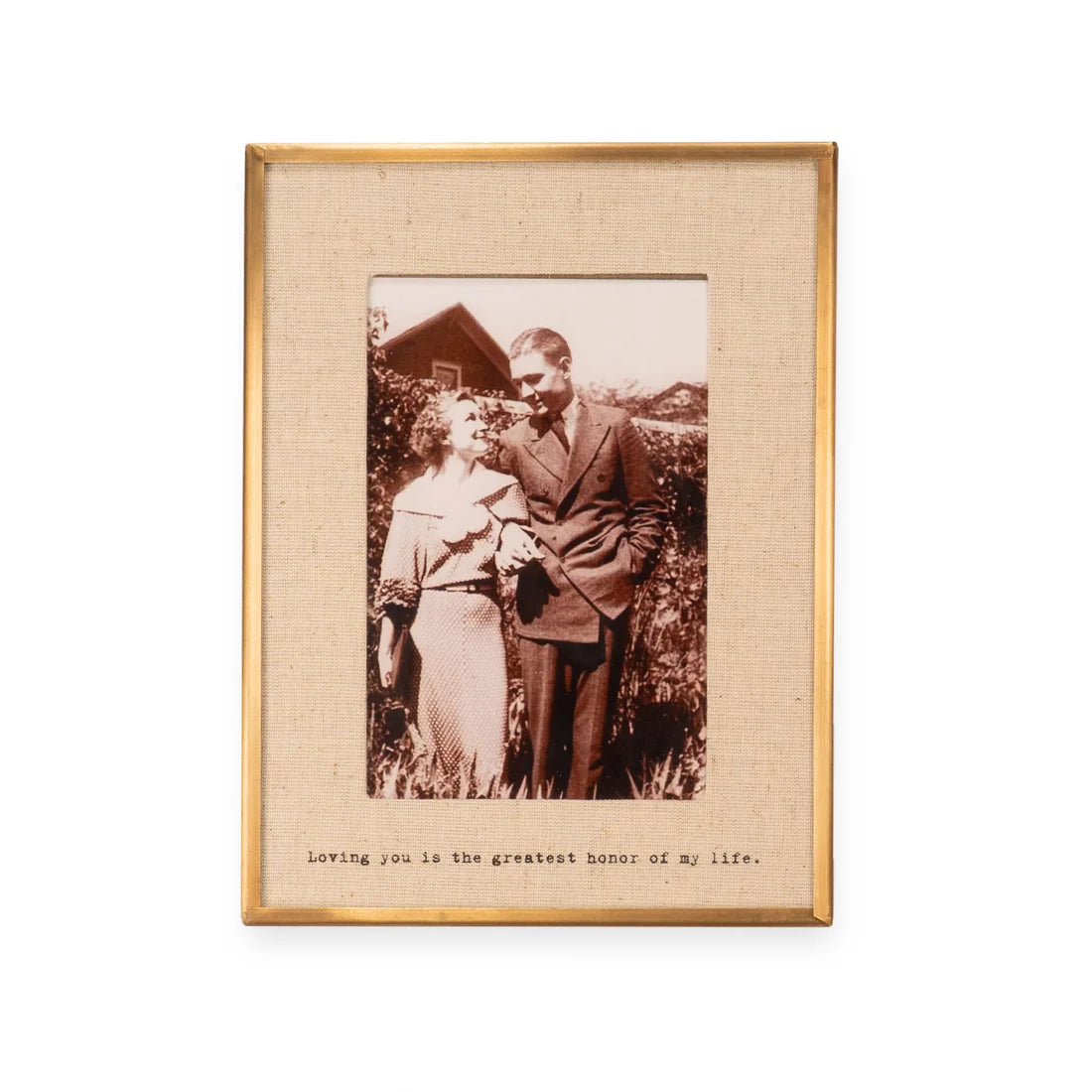 "Loving You" Brass Linen Frame