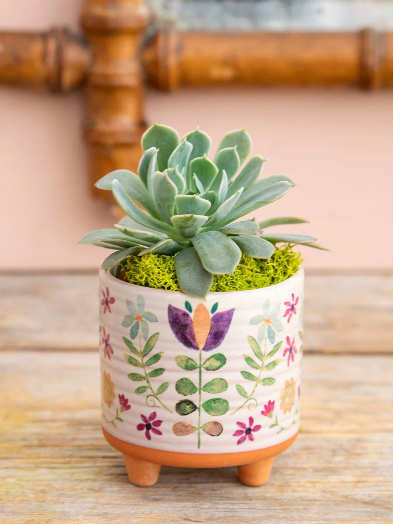 Mini Artisan Planter-Folk Flower