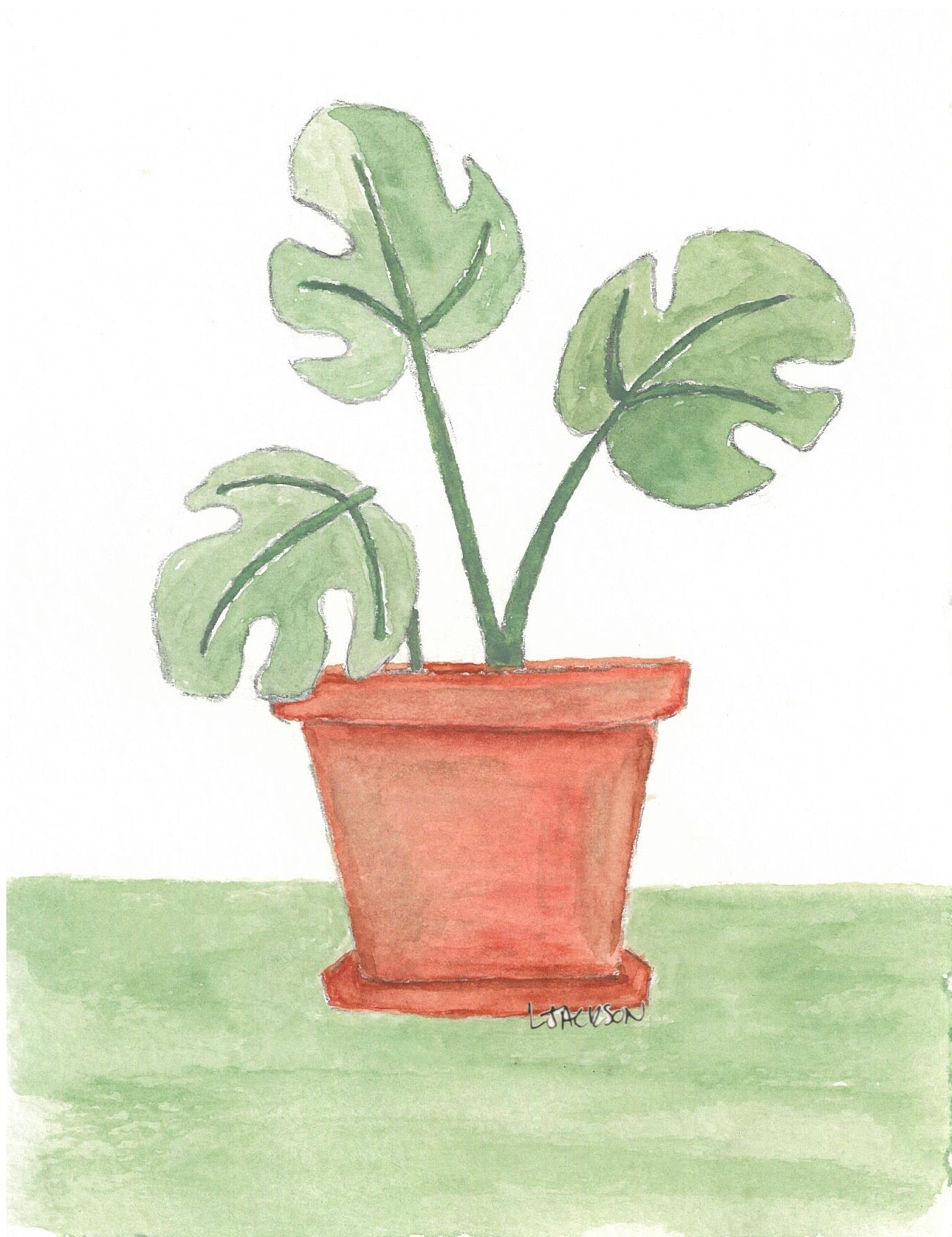 Watercolor Monstera Art Poster