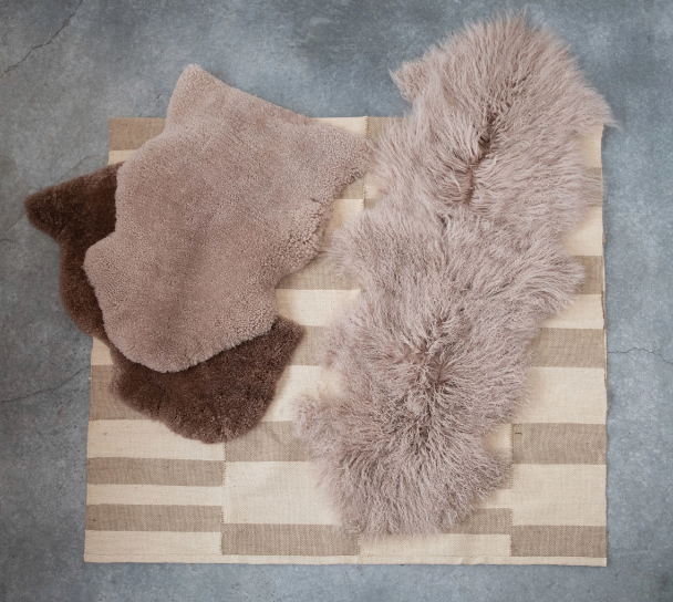 New Zealand Lamb Fur Rug, Nude