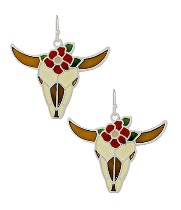 Window Epoxy Steer head Earrings