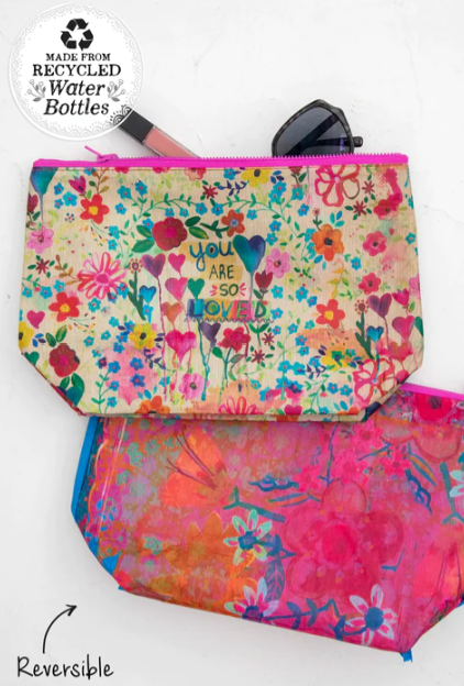 Reversible Recycled Zip Pouch - You Are So Loved
