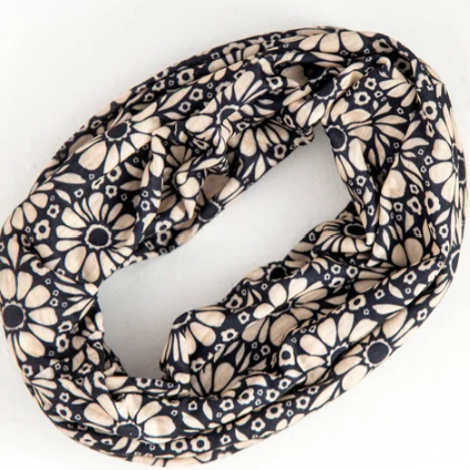 Full Boho Bandeau Headband - Black White Daisies