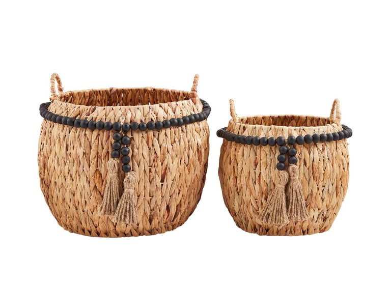 Black Bead Tassel Baskets