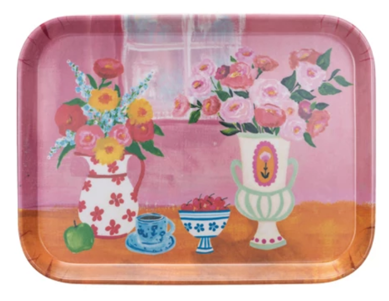 Flowers in Vases Bamboo Fiber Tray