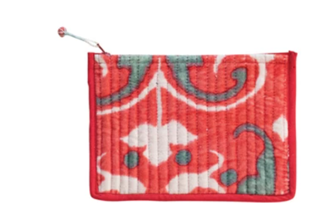 Quilted Cotton Velvet Printed ID Pouch