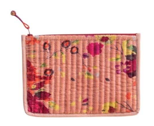 Quilted Cotton Velvet Printed ID Pouch