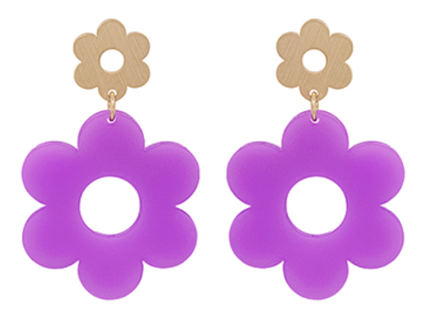 Double Flower Shape Dangle Earrings