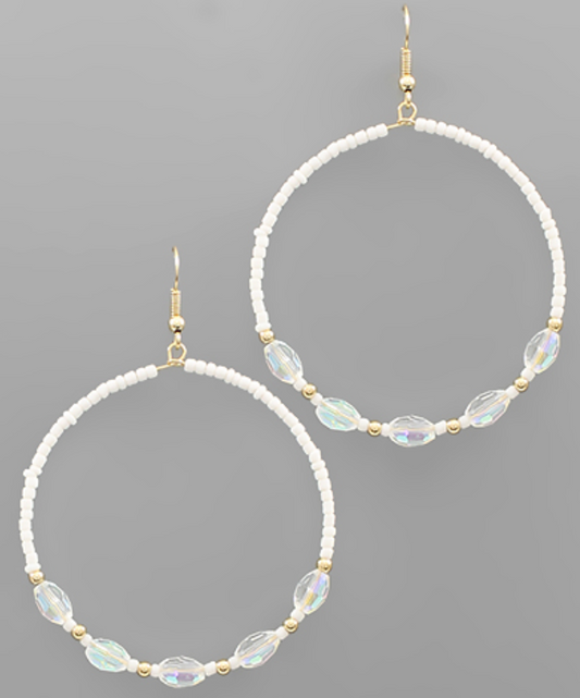 Glass & Seed Bead Circle Earrings