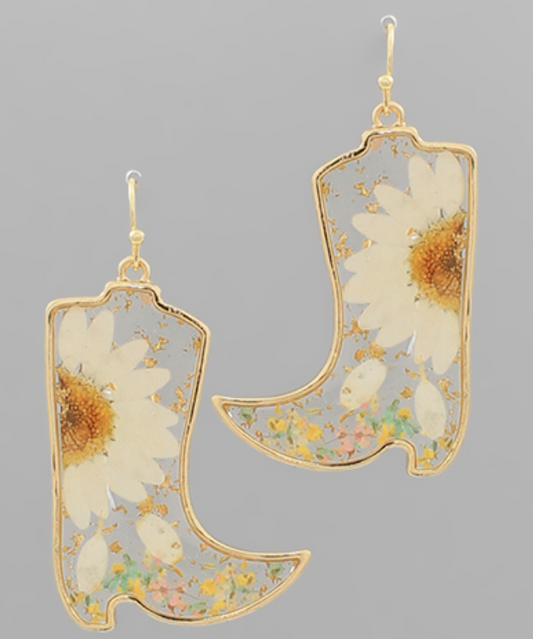 Flower Resin Boots Earrings
