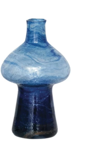 Blue Hand-Blown Recycled Glass Vases
