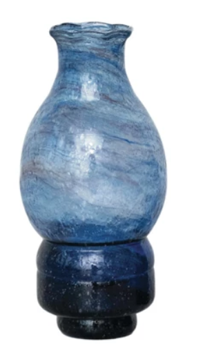 Blue Hand-Blown Recycled Glass Vases