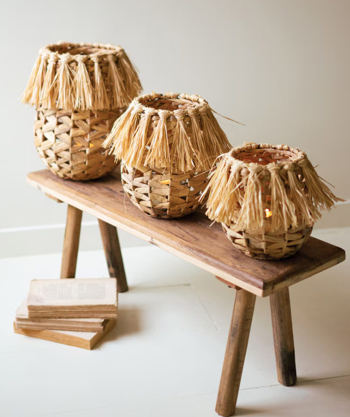 Seagrass Lanterns with Glass Insert