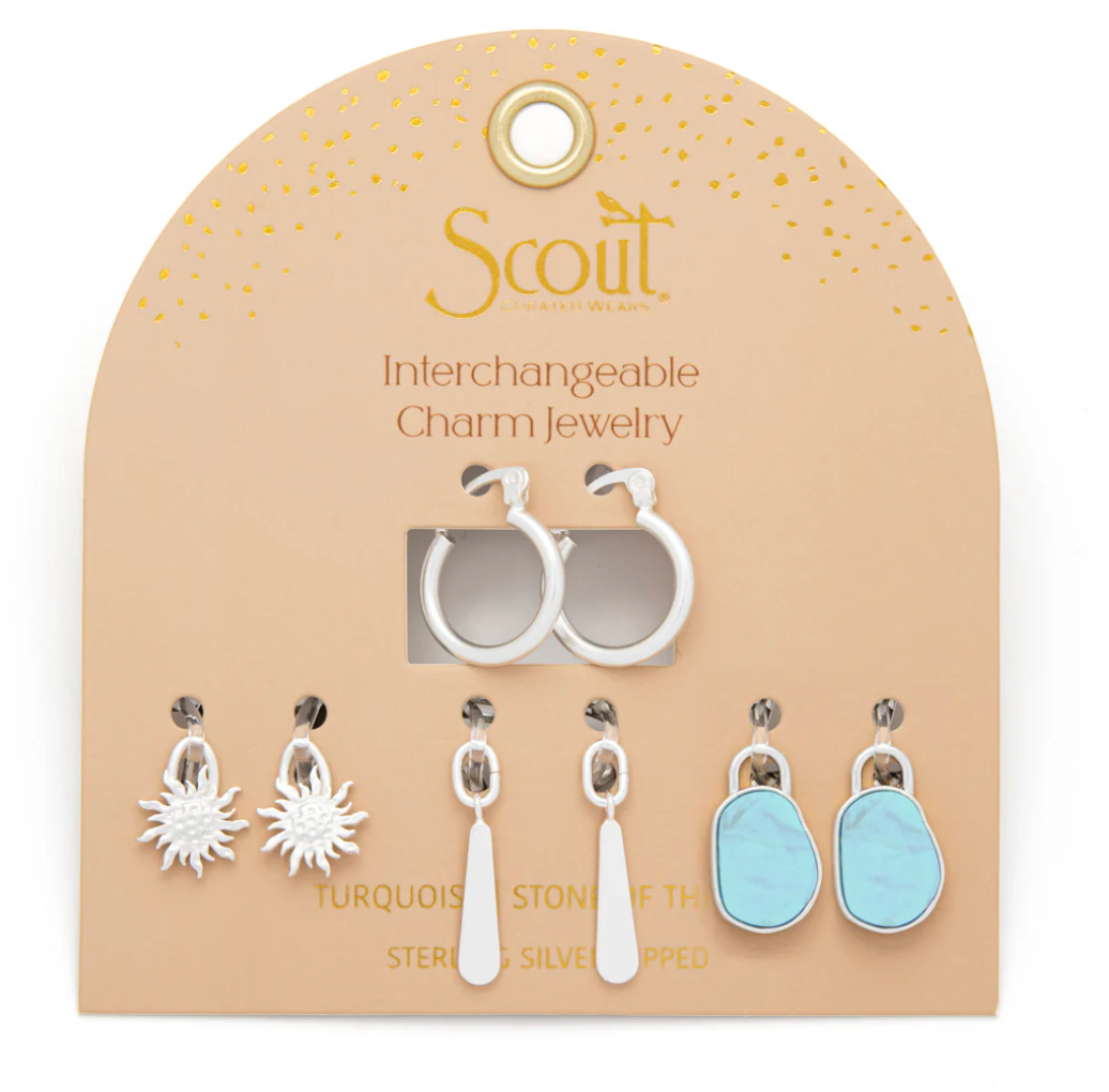 Interchangeable Charm Earrings - Turquoise / Sky