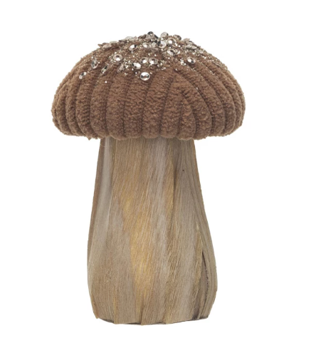 Fabric Topped Foam Mushrooms w/ Wood Base