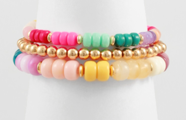 3 Row Multi-Color & Bead Bracelet