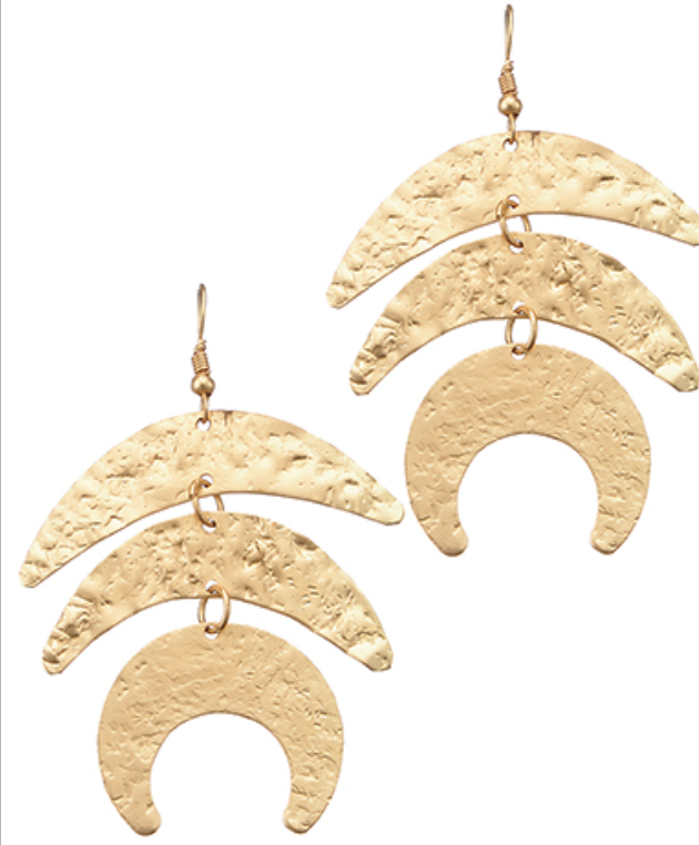 Linked 3 Shape Metal Earrings