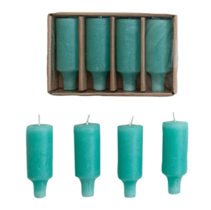 Set of 4 Unscented Bottle Taper Candles in Box