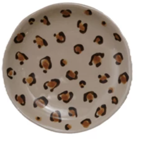 Stoneware Dish with Animal Print Decal