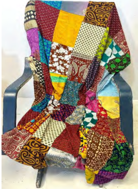 Silk Patch Kantha Throw