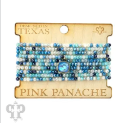 Blue Mix Bead Austrian Crystal Bracelet Set