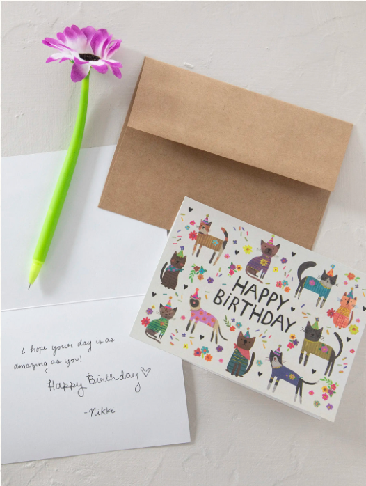 Happy Birthday Card - Cat