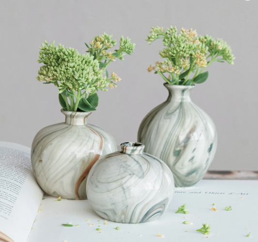 Marbled Stoneware Bud Vases