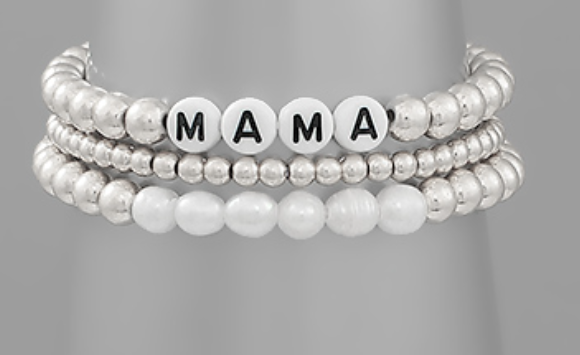 3 Row "MAMA" & Bead Bracelet