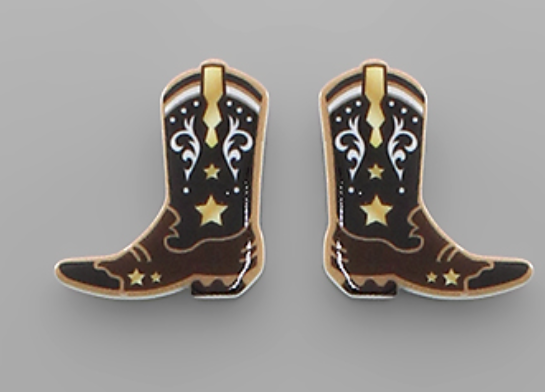 Cowboy Printed Acrylic Earrings