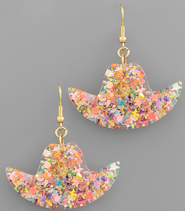 Glazed Cowboy Hat Dangle Earrings