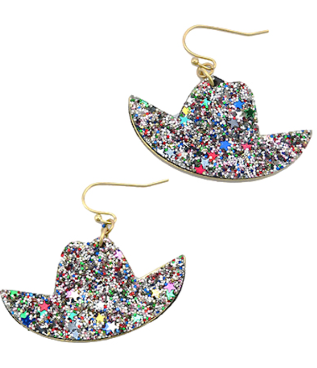 Glitter Cowboy Hat Earrings