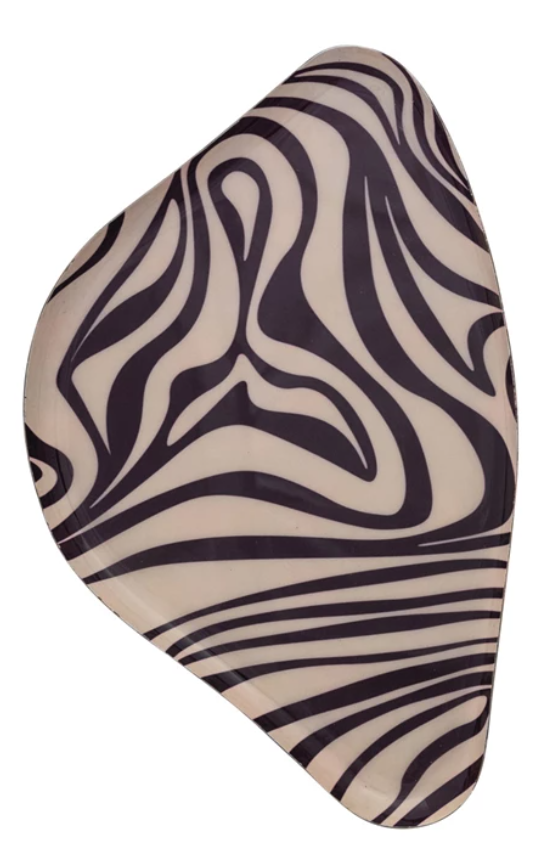 Enameled Metal Trays w/ Striped Design & Gold Edge