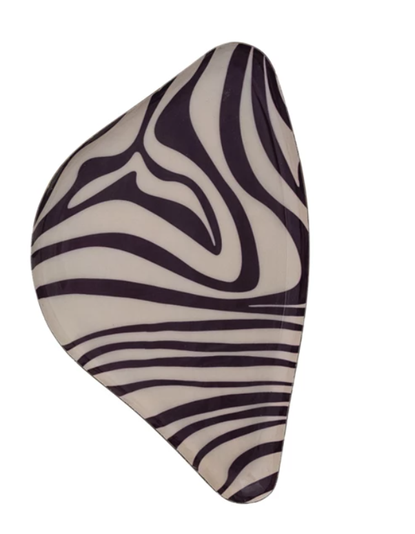 Enameled Metal Trays w/ Striped Design & Gold Edge