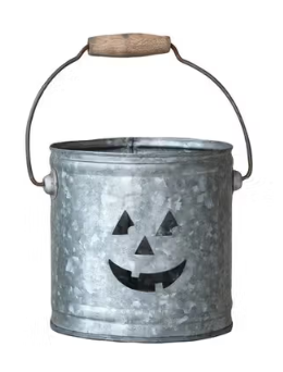 Galvanized Metal Cut-Out Jack-O-Lantern Faces