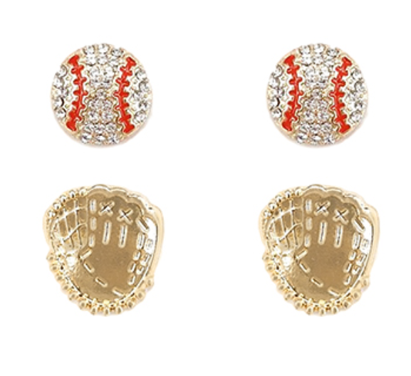 Baseball Theme Earrings Set