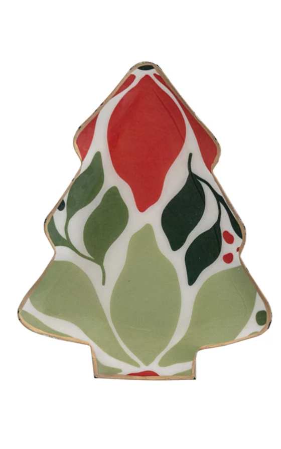 Enameled Metal Tree Shaped Tray
