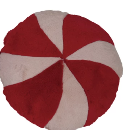 Faux Fur & Fabric Velvet Peppermint Shaped Pillow