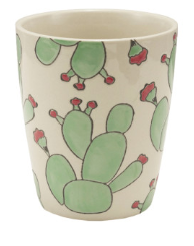 Round Hand-Painted Stoneware Cup