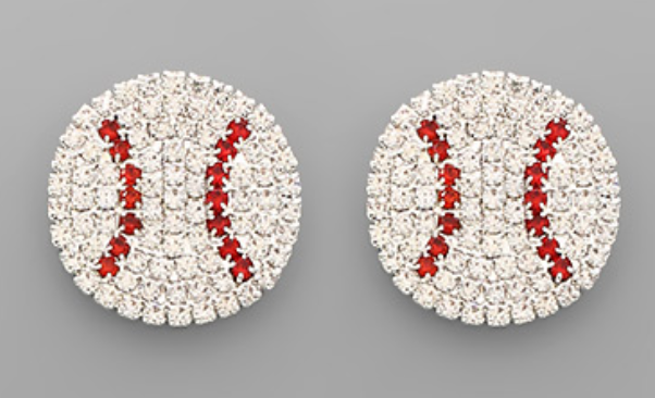 Crystal Baseball Studs