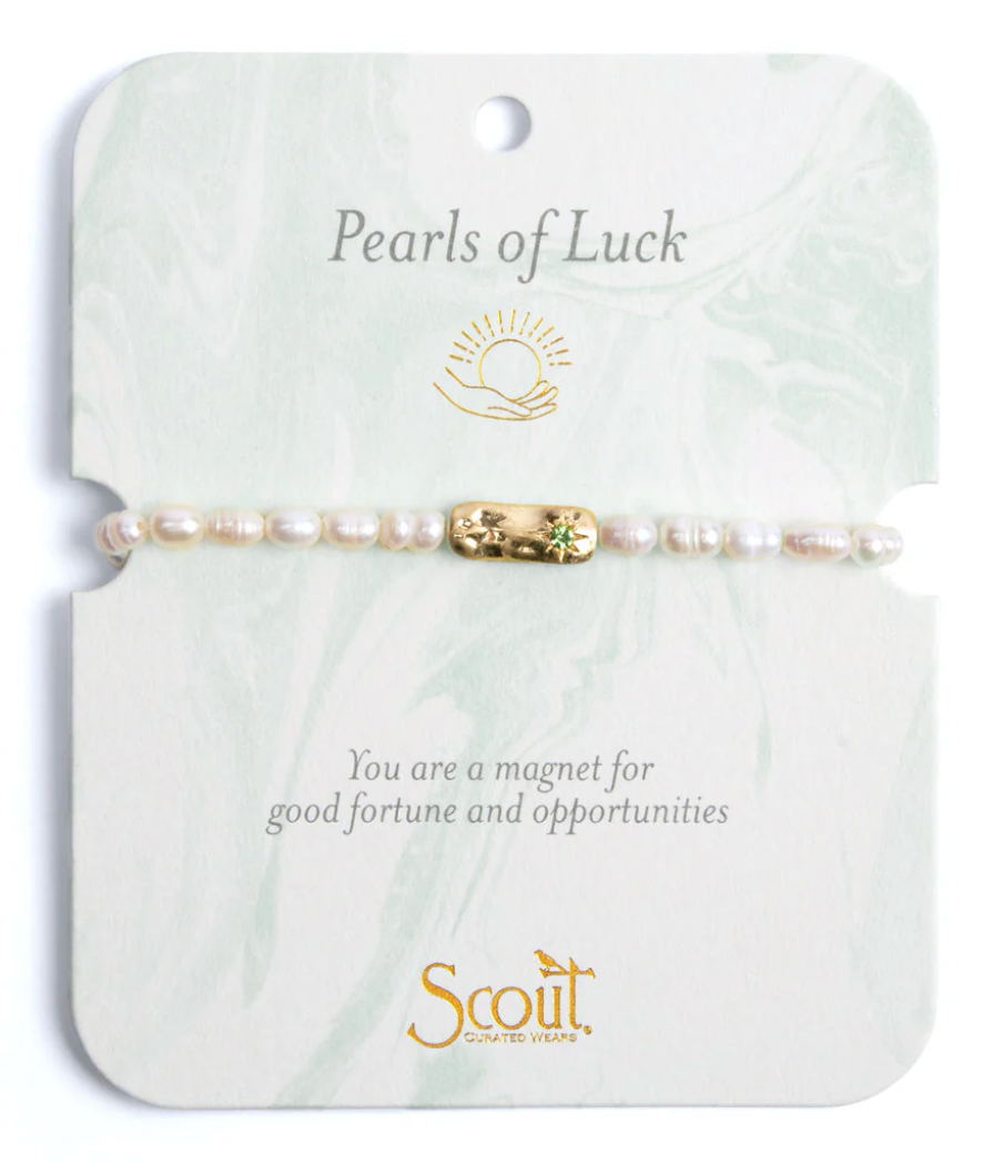 Pearl Affirmation Bracelet - Luck/Gold