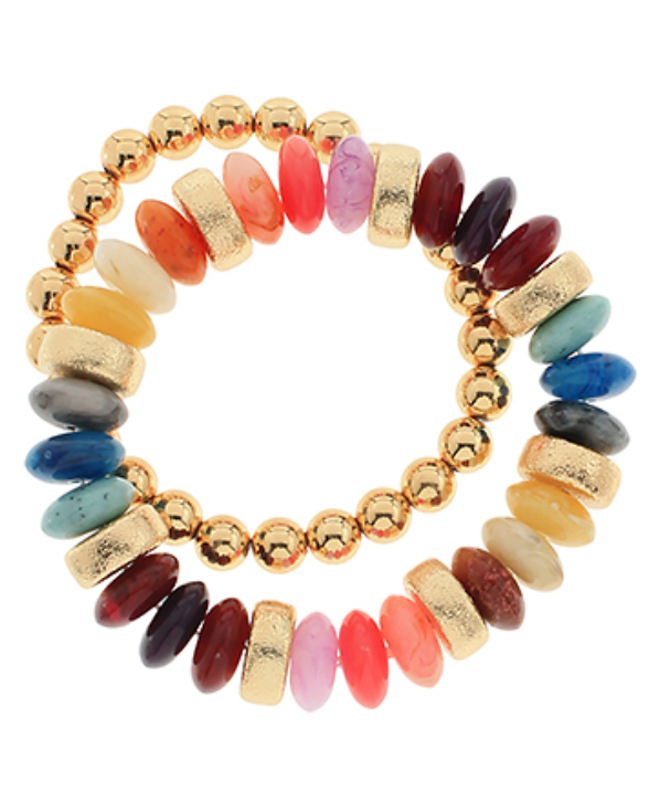 2 Row Color Rondelle Beads Bracelet