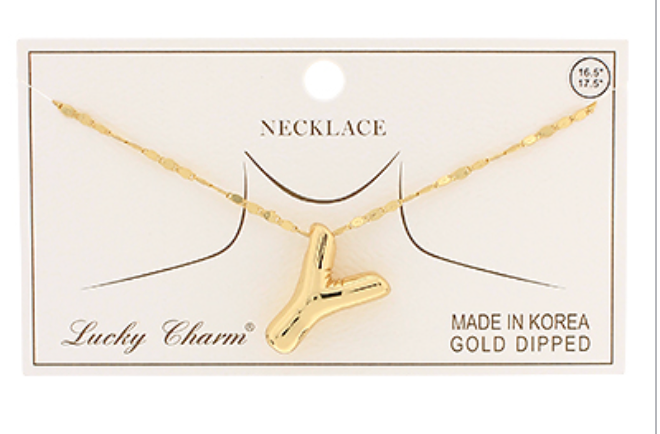 Gold Balloon Letter Initial Necklaces