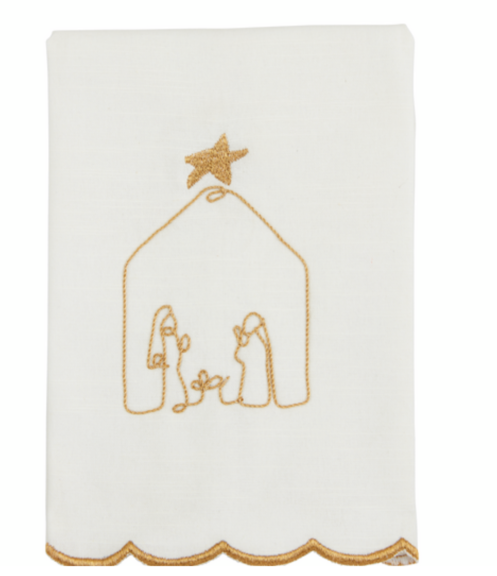 Gold Scalloped Christmas Towels