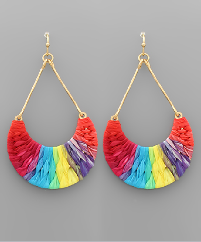 Raffia Wrapped Teardrop Earrings