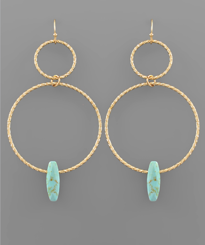 Linked Circle & Stone Earrings