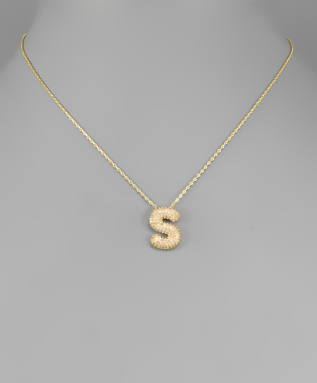 Gold Crystal Initial Necklaces